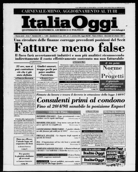 Italia oggi : quotidiano di economia finanza e politica